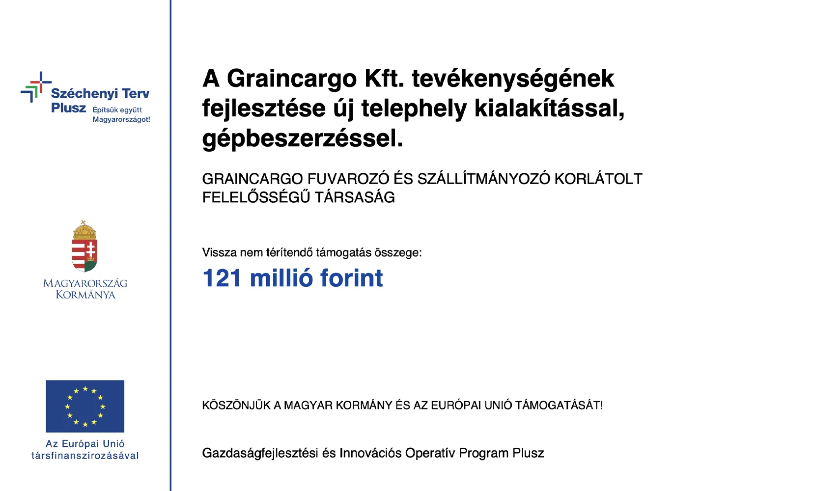 Nyertes pályázataink - GINOP Plusz-1.2.3-21